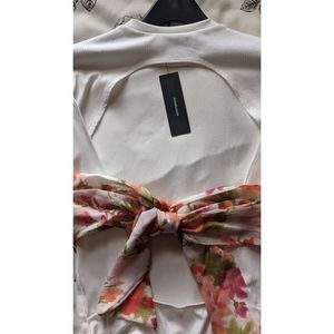 White and pink rib tie back bodysuit